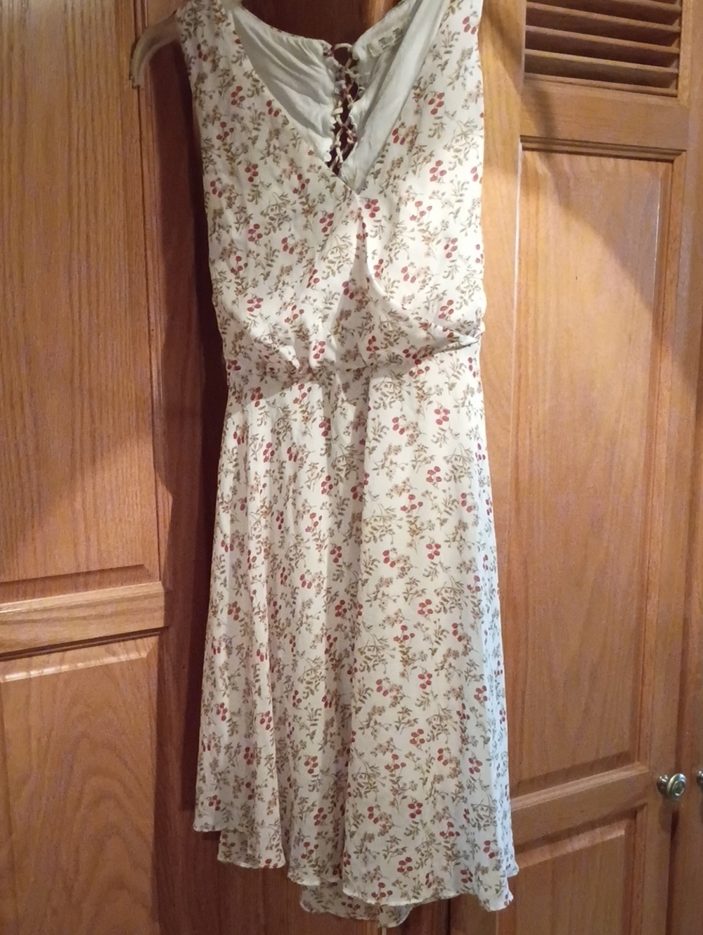 Miss Me Cream Midi Dress with Red Floral Print Very Comfortable And Cute